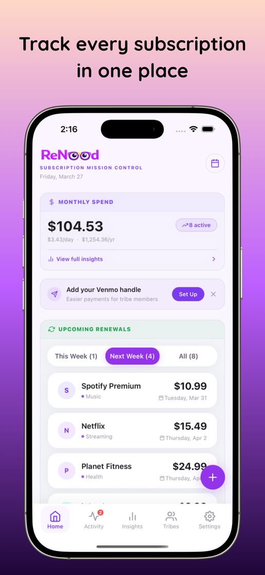 Track every subscription